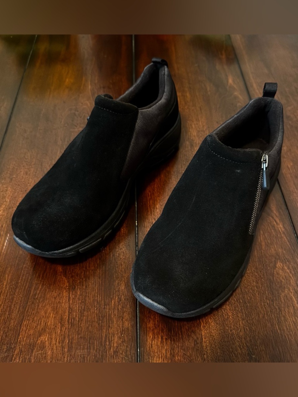 Lands' End Women's Suede all-weather slip-on comfort shoes, side zip close 8
